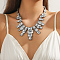 Exaggerated Party Zinc Alloy & Clear Glass Bib Necklaces for Glamorous Events, Platinum