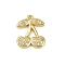 Brass Micro Pave Cubic Zirconia Pendants, Cherry, Long-Lasting Plated, Cadmium Free & Lead Free, Rack Plating, Real 18K Gold Plated, 13x11x2mm, Hole: 0.8mm