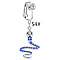304 Stainless Steel Pave Medium Blue Cubic Zirconia Clip on Belly Rings, Stainless Steel Color, Snake, 20mm