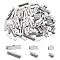 90Pcs 3 Style 304 Stainless Steel Ribbon Crimp Ends, Stainless Steel Color, 5~6.5x10~25x7mm, Hole: 1x2.5mm, 30pcs/style