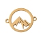 Ion Plating(IP) 304 Stainless Steel Link Connectors, Laser Cut, Ring with Mountain, Real 18K Gold Plated, 15x19x1mm, Hole: 1.4mm