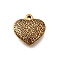 Printed 304 Stainless Steel Pendants, Ion Plating(IP), Heart with Leopard Pattern Charm, Golden, 16x16.5x5mm, Hole: 1.4mm