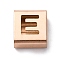 Ion Plating(IP) 304 Stainless Steel Square Slide Charms, Rose Gold, Letter E, 9x8x4mm, Hole: 3.5x8.5mm