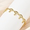 Mushroom Brass Micro Pave Clear Cubic Zirconia Link Bracelets for Women, Lead Free & Cadmium Free, Rack Plating, Real 18K Gold Plated, 7-3/8 inch(18.7cm)