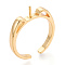 Brass Cup Peg Ring Settings, Adjustable Ring Settings for Half Drilled Beads, Real 18K Gold Plated, 2.5mm, Adjustable, Pin: 0.7~0.8mm