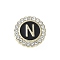 Letter Enamel Pins, Alloy Brooches for Backpack Clothes, with Clear Cubic Zirconia , Letter N, 17.8x17mm
