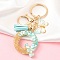 Resin & Acrylic Keychain, with Tassel Pendant and Iron Findings, Letter Q, 10cm, pendant: 26~42mm.
