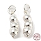 925 Sterling Silver Pendants, with Jump Rings, Peas Shape Charms, Silver, 17x5.5x4.5mm, Hole: 4mm
