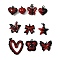 10Pcs Red and Black Double Screen Alloy Pendant Decorations, Mixed Shape, with Jump Ring, Dark Red, 13x12.5x3mm, Hole: 3.4mm