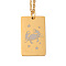 Golden 202 Stainless Steel Constellation Pendants Necklaces, Rectangle, Cancer, 15.94 inch(40.5cm)