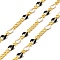 Brass Figaro Chains, Soldered, with Enamel, Rack Plating, Long-Lasting Plated, Lead Free & Cadmium Free, with Spool, Real 18K Gold Plated, Black, 5x3x1mm and 2.5x2x1mm