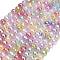 Transparent Crackle Glass Beads Strands, Round, Faceted, Mixed Color, 9~9.5mm, Hole: 1.5mm, about 38pcs/strand, 13.90''(35.3cm)