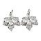 Rack Plating Brass Clear Cubic Zirconia Pendants, Long-Lasting Plated, Cadmium Free & Lead Free, with Jump Rings, Leaf, Platinum, 19.5x17x3.5mm, Hole: 4mm
