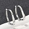 Rectangle Brass Hoop Earrings, Real Platinum Plated, 21x18x2.5mm