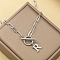 Stainless Steel Paperclip Chain Initial Necklaces with OT Clasps, Stainless Steel Color, Letter R, 18.11 inch(46cm)