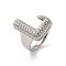 Letter Brass Micro Pave Clear Cubic Zirconia Open Cuff Ring for Women, Platinum, Letter L, 19.5x14mm, US Size 6(16.5mm)