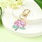 Alloy Enamel Flower Pendant Decorations, with Alloy Swivel Clasps, Medium Orchid, 65mm, Pendant: 32mm