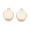 Alloy Pendants, with Enamel, Flat Round, Light Gold, Old Lace, 12.5x10x2.5mm, Hole: 2mm