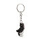 Alloy with PVC Plastic Cute Keychain, Cat Sitting on the Toilet, Black, 94mm