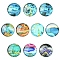 Glass Marbleize Cabochons, Flat Round, Mixed Color, 20x4.5mm