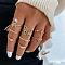 8Pcs Alloy with Crystal Rhinestone Finger Rings, Flower/Butterfly/Star, Golden, Inner Diameter: 16~19mm
