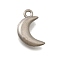 304 Stainless Steel Charms, Stainless Steel Color, Anti-Tarnish, Moon, 10.5x6.5x2mm, Hole: 1.2mm