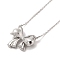 304 Stainless Steel Pendant Necklaces, Brass Micro Pave Clear Cubic Zirconia Pendant Necklaces, Bowknot, 19.21 inch(48.8cm) Pendant: 24x24.5mm