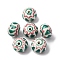Handmade Porcelain Beads, Rondelle, Famille Rose Porcelain, Dark Green, 14.5~15x10.5~11mm, Hole: 1.8~2mm