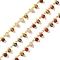Brass & Glass Link Chain, with Spool, Long-Lasting Plated, Cadmium Free & Lead Free, Soldered, Real 18K Gold Plated, Mixed Color, 3x2x1mm