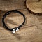 Flat Round & Oval Alloy Pendant Suede Cord Multi-Layer Choker Necklaces for Women, Platinum, Black, 31.50 inch(80cm)