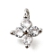 Brass Micro Pave Cubic Zirconia Pendants, Flower Charms, Platinum, 9.5~10x7.5~8x3mm, Hole: 1.2mm