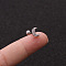Brass Micro Pave Clear Cubic Zirconia Cartilage Earrings for Women, with Stainless Steel Pins, Stainless Steel Color, Moon, 6mm, Pin: 1.2mm