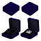 Velvet Badge Packaging Box, Square, Prussian Blue, 7x7x2.9cm