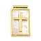 Rack Plating Brass Pave Shell Pendants, Rectangle Charms, Cadmium Free & Lead Free, Real 18K Gold Plated, Cross, 22x13.5x3mm, Hole: 1.5mm