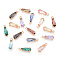 Faceted Glass Pendants, with Golden Tone Brass Open Back Settings, Teardrop, Mixed Color, 14.5x4.5x4mm, Hole: 1.2mm