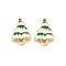 Christmas Brass Enamel Beads, Lead Free & Cadmium Free, Long-Lasting Plated, Real 18K Gold Plated, Rack Plating, Christmas Tree, 15x11x5mm, Hole: 2mm