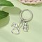 Rabbit and Lantern Alloy Keychain, with 304 Stainless Steel Keychain Clasp, Platinum, 60mm