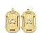 304 Stainless Steel Rhinestone Pendants, Rectangle with Sun Charm, Real 14K Gold Plated, 21.5x12.5x3mm, Hole: 1.4mm