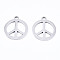 Non-Tarnish 201 Stainless Steel Charms, Laser Cut, Peace Sign, Stainless Steel Color, 16x14x1mm, Hole: 1.4mm
