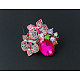 Broches pour femmes en alliage ovale avec fleurs et strass JEWB-N0049-42-4