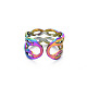 Rainbow Color 304 Stainless Steel Infinity Cuff Ring RJEW-N038-040M-2