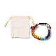 Bracelet perles tressées imitation ambre & pierres mixtes rondes pour femme fille BJEW-JB06962-01-7