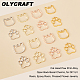 Olycraft 32 個 8 スタイル猫の頭の足跡合金オープンバックベゼルチャーム  UVレジンDIY用  エポキシ樹脂  プレスジュエリー  ミックスカラー  30~32x29mm  4個/スタイル PALLOY-OC0002-99-4