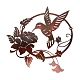 Creatcabin1pcs鉄の壁の彫刻  金属の壁の装飾  鳥＆花とリング  シエナ  250x250x1mm  穴：2mm＆4mm AJEW-CN0001-18B-1