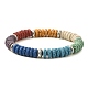 Bracelet extensible perlé à disque de roche de lave naturelle teint BJEW-TA00338-1