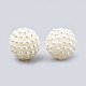 Perles acryliques de perles d'imitation, perles baies, perles combinés, ronde, beige, 14.5x15mm, Trou: 1.5mm, environ 200 pcs / sachet 