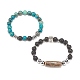 2 Stück Mala-Perlenarmbänder im 2-Stil mit tibetischen Achat-Dzi-Perlen BJEW-JB08020-01-3