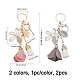 CHGCRAFT 2Pcs 2Colors Flower Keychain Rhinestone with Tassel Leaf Key Ring for Women Wallet Bag Pendant Charms KEYC-CA0001-44-2