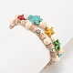 2 set di braccialetti elastici con perline di fiori e stelle marine in stile 2 pezzi BJEW-JB08027-6
