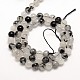 Pierre naturelle perles rondes de quartz rutile noir brins G-E251-30-6mm-3
